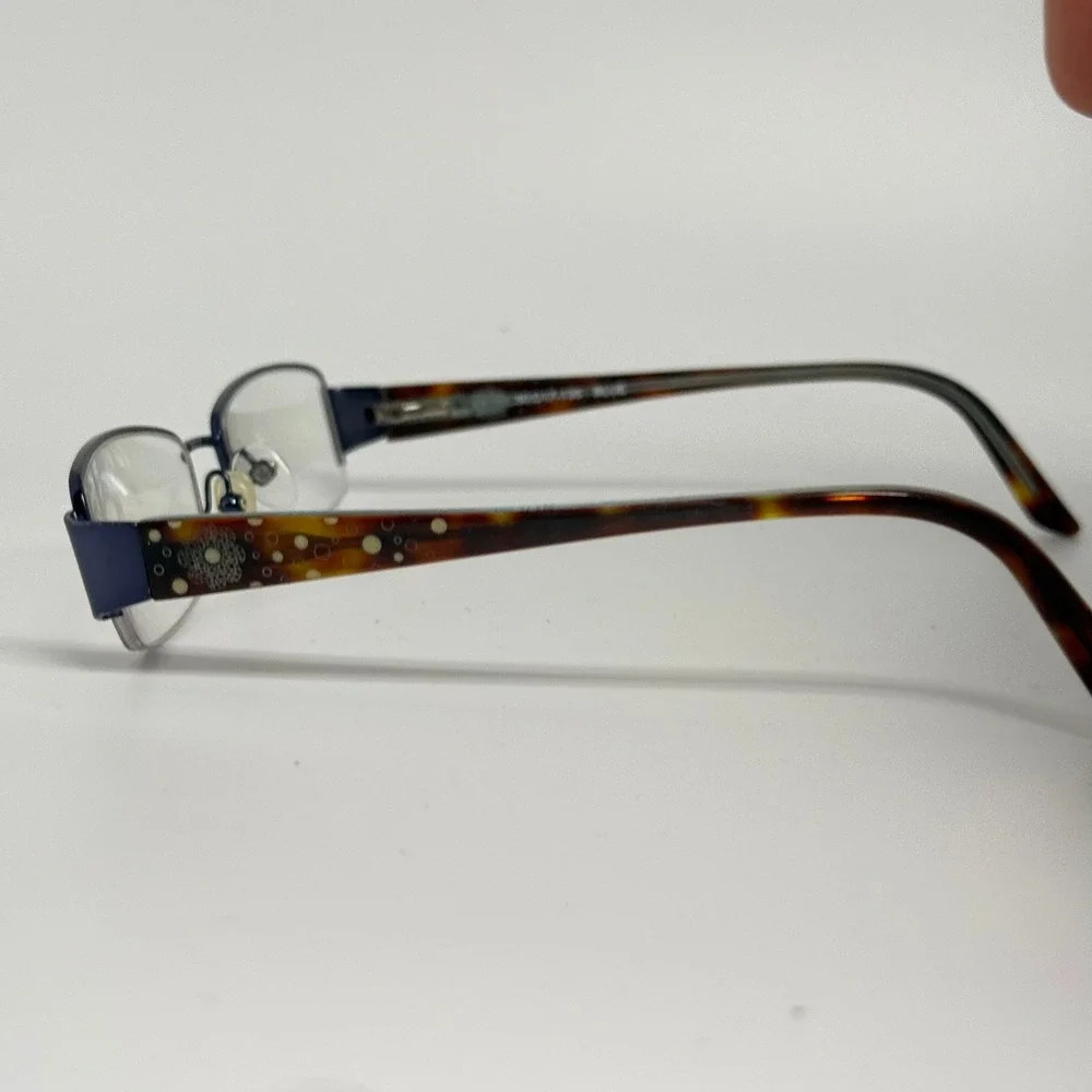 Bulova Erie Blue Semi Rimless Eyeglass Frames Tortoise Temples 50-17-135